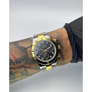 Custom Seiko Mod • 2-Tone Gold Black Diamond Daytona • 39.5mm